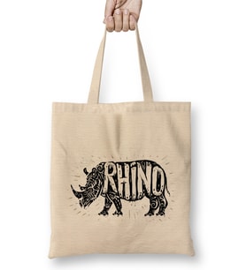 Dabbing Rhino Rhinoceros Dab Animal 02 Bez Çanta Uzun Saplı
