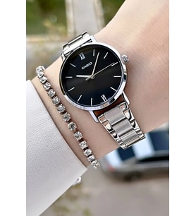Casio CSISTE160 Kadranı Siyah Kordonu Gümüş Renk Kadın Kol Saati