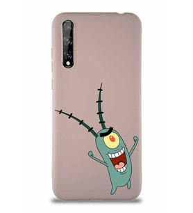 Huawei P Smart S Soft Premier Kapak Plankton Tasarımlı Silikon Kılıf - Pudra (Şeffaf)
