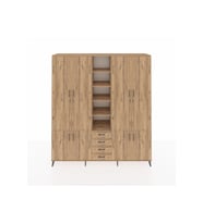 Hyperion Dolap 17 Raflı 4 Çekmeceli 8 Kapaklı 220x44x243 Çam-Çam/Çam