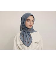 Bonjela Soft Eşarp Minimal Çiçek Desen Gri