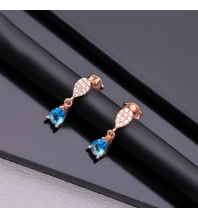 925 Ayar Gümüş Aquamarine Taşlı Damla Küpe