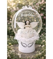 YENİ DOĞAN PERİ BEBEKLİ BALON KUTUSI (Siyah - Beyaz) 45cm*30cm*30cm
