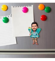 Tatildeki Yakışıklı Erkek Karikatürlü Buzdolabı Magneti