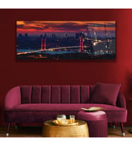 Saatli I·stanbul Gece Cam Tablo