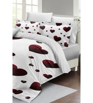 Çift Kişilik ( Lastikli Çarşaflı ) %100 Pamuk Saten Nevresim Takımı White Love