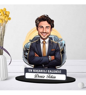 Kişiye Özel Erkek Galericiye Hediye Karikatürlü Biblo
