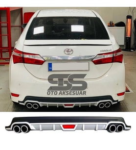 Toyota Corolla 2013-2018 Difüzör Arka Tampon Eki 4 Egzoz Çıkışlı Gri Tip