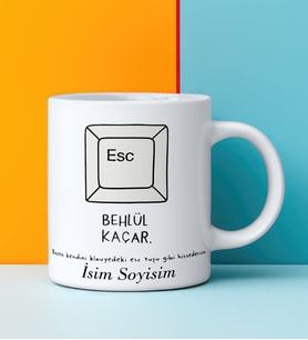 Komik - Esprili Kupa BEHLÜL KAÇAR Tasarımlı İsim Soyisim Yazılı Kişiye Özel Kupa Bardak