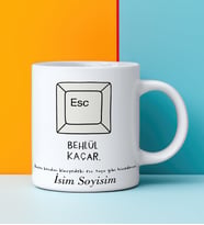 Komik - Esprili Kupa BEHLÜL KAÇAR Tasarımlı İsim Soyisim Yazılı Kişiye Özel Kupa Bardak