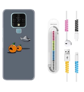 Tecno Camon 16 18P Pova 3 Pova Neo Kılıf Kablo Koruma Spiral Silikon Orange Escape 1374