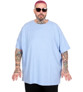 Mode XL Büyük Beden Waffle Basic T-shirt 20033 Mavi