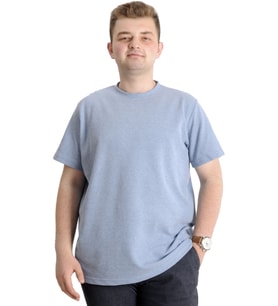 Mode XL Büyük Beden Erkek T-shirt Bisiklet Yaka WAFFLE 20033 Mavi