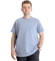 Mode XL Büyük Beden Erkek T-shirt Bisiklet Yaka WAFFLE 20033 Mavi