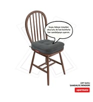 XPERMATE Çift Kat Sandalye Minderi Fermuarlı Yıkanabilir Kılıf Bağcıklı Su ve Yağ İtici 42x42x8 Antrasit
