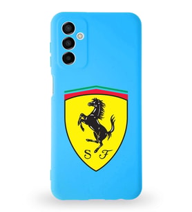 Samsung Galaxy M13 Uyumlu Lansman Kılıf. Altı Kapalı İçi Kadife  Ferrari Tasarımlı Silikon Kapak (Şeffaf)