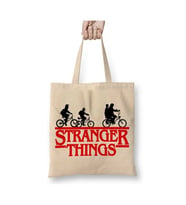 Stranger Things Bez Çanta Uzun Saplı Alışveriş Çantası Plaj Çantası (Beyaz)