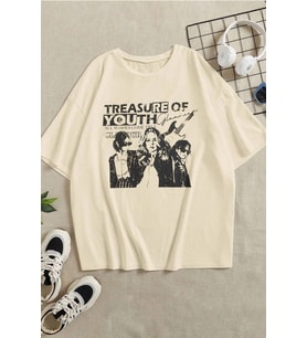 Unisex Treasure Of Youth Baskılı Tasarım Tshirt (Bej)
