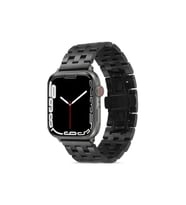 Apple Watch 7 45mm Uyumlu Kordon Metal Geçmeli Paslanmaz KRD-20 Kayış (Siyah)