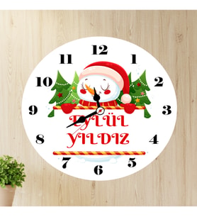 Hediyelik İsimli Kırmızı Yılbaşı Duvar Saati