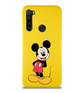 Xiaomi Redmi Note 8 Soft Premier Kapak Mickey Mouse-B Tasarımlı Silikon Kılıf - Sarı (Şeffaf)