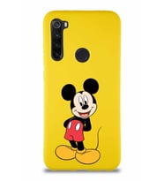 Xiaomi Redmi Note 8 Soft Premier Kapak Mickey Mouse-B Tasarımlı Silikon Kılıf - Sarı (Şeffaf)