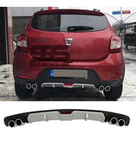 Dacia Sandero Difüzör Arka Tampon Eki 4 Egzoz Çıkışlı Gri