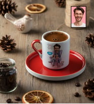 Kişiye Özel Karikatürlü Dog Dad Köpek Babası Türk Kahvesi Fincanı Babalar Günü Hediyesi
