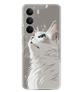 Realme C75 Kılıf Boutique Baskılı Resimli Beyaz Kedi Pcode -061