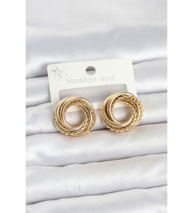 316L Çelik Gold Renk Halka Model Asorti Kadın Küpe TJ-BKP11859