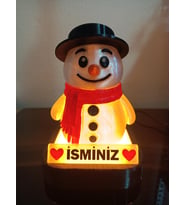 Kişiye Özel Hediyelik Isimli Kardan Adam Dekoratif Led Lamba - Adaptörlü (Amber)