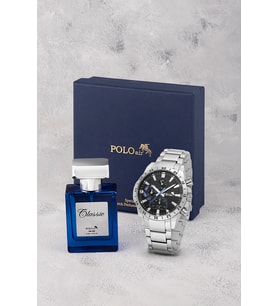 Polo Air Klasik Metal Kasa Erkek Kol Saati Ve 55 ml Parfüm Seti Gümüş Siyah Lacivert Renk ST-5029E2