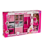 My Happy Kitchen Bebekli Üçlü Mutfak Seti - Modern Mutfak Seti - Işıklı Sesli Mutfak Oyuncak - Fırın