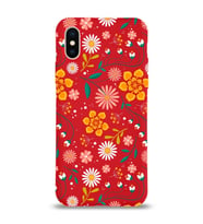 PrintiFy Apple iPhone XS Max ile Uyumlu Lansman Kılıf Çiçek Tasarımlı İçi Kadife Kapak (Kırmızı)