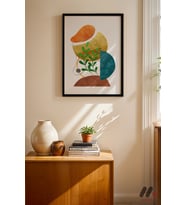 Boho Yaprak Kompozisyon, Siyah Çerçeveli Duvar Tablosu - Modern Ev Dekorasyonu