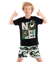 Nope Erkek Çocuk T-shirt Şort Takım (Siyah)
