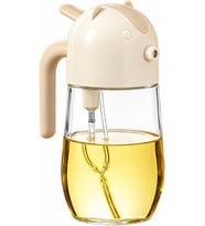 Sprey Yağlık ve Yağdanlık, Cam Hazneli 2’si 1 Arada Yağ Püskürtücü ve Dökücü, 600 ml, Krem