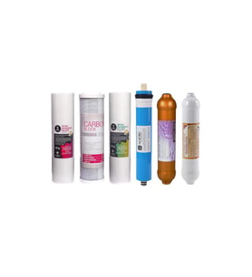 Su Arıtma Cihazı 6'lı Filtre Seti Ekonomik Set Vontron Membranlı Gold Mineral Filtre (Krem)