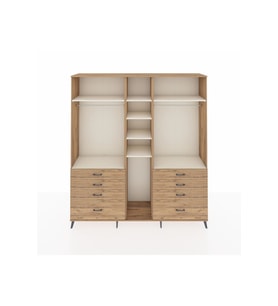 Hyperion Dolap 8 Raflı 8 Çekmeceli 3 Askılı 220x44x243 Çam-Aytaşı/Çam