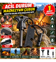 Acil Durum Magnezyum Çubuk Çakmaktaşı Hayatta Kalma Ateş Başlatıcı Çakmak Kiti Düdük Hediyel