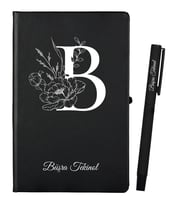 Kişiye Özel Öğretmene Hediye Siyah Defter ve Kalem Hediye Seti
