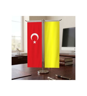 Batıhun Bayrağı - 17 Eski Türk Devletleri ve Türkiye Bayrağı Kırlangıç T tipi Masa Bayrak Takımı