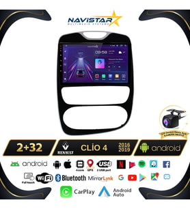 Renault Clio 4 Kablosuz Carplay 2+64GB Android 13 Navigasyon Multimedya Sistemi 2016-2019
