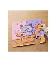 Kutuda Sevimli Kedicik Tasarımlı 24 Parça Ahşap Çocuk Puzzle MPK0293