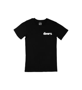 The Doors Logolu Cep Logo Tasarımlı Siyah Tişört