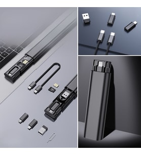 Mcg® Cep Tipi 60W Bas Aç Type-C,İphone Şarj,Micro USB Hızlı Şarj Data Kablo Seti