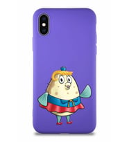 Apple iPhone X Soft Premier Kapak Bayan Puff Tasarımlı Silikon Kılıf - Mor (Şeffaf)