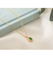 925 Ayar Gümüş Mayıs Ayı Doğum Taşı ( Emerald ) Damla Kolye