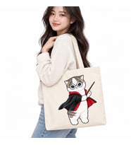 Büyücü Kedi Baskılı Kanvas Çanta 35x40 cm – 260 Gr