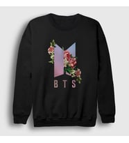 Presmono Unisex Siyah Roses Bts Sweatshirt 22589tt